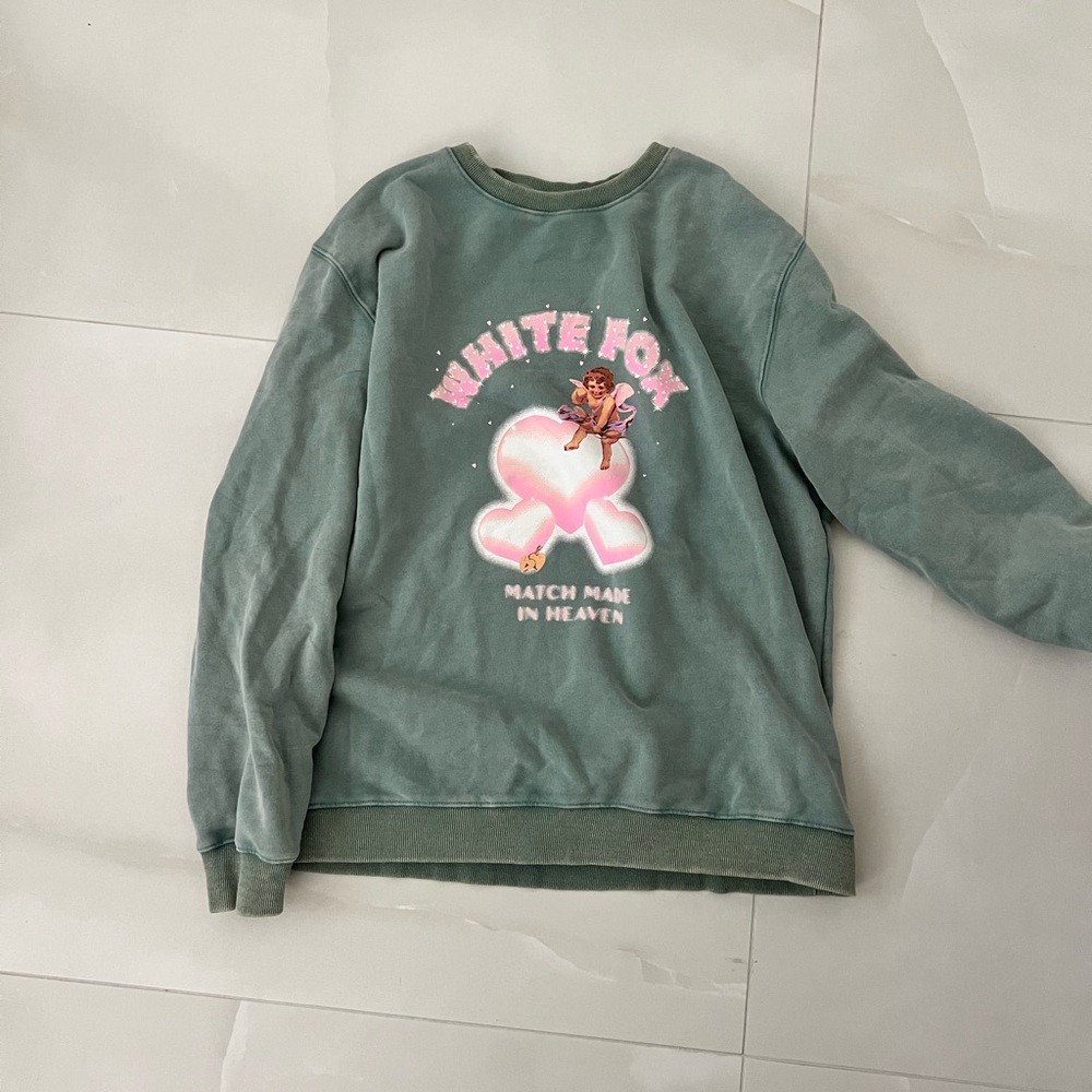 White Fox Boutique Sage Green Crew Neck Sweater